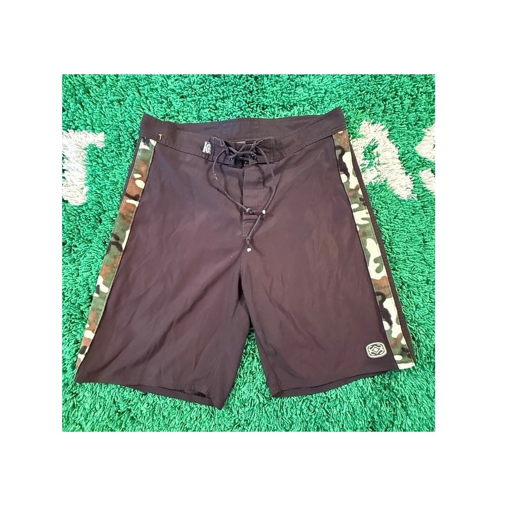 Maui Built Board Shorts Mens 35 Brown Good Camo Side Stripe Surf Swim Trunks
